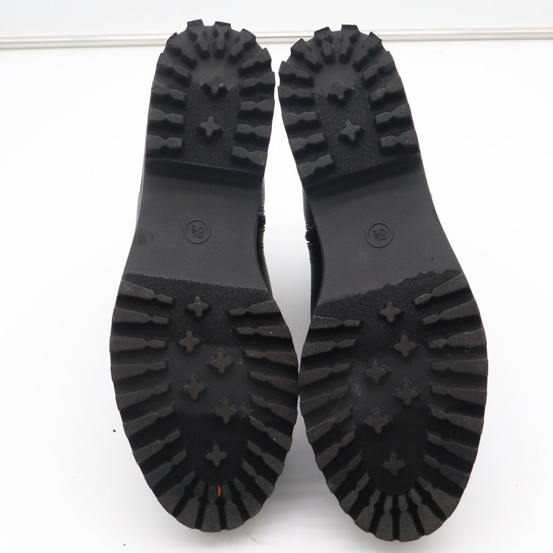 Universal Thread Womens Black Pebbled Lug Sole Ankle Boots Side Zip Size 8.5