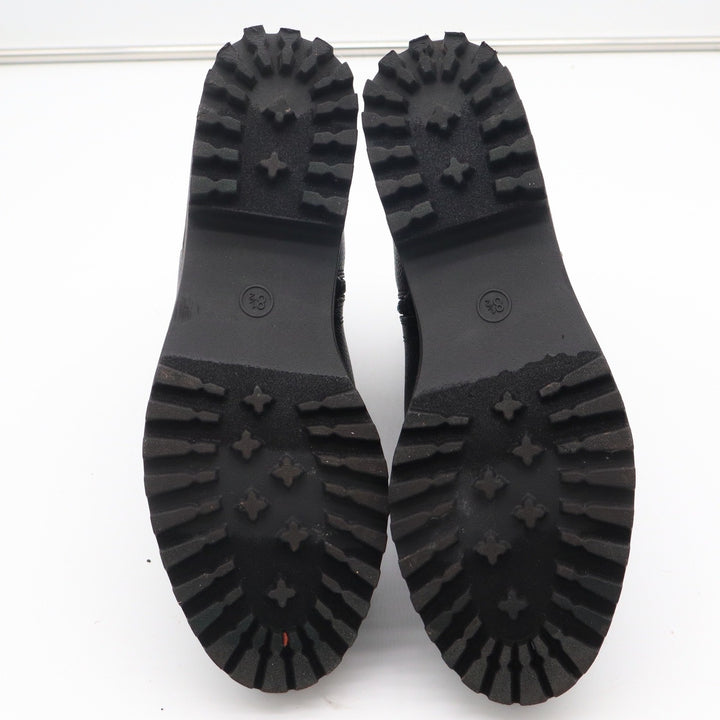 Universal Thread Womens Black Pebbled Lug Sole Ankle Boots Side Zip Size 8.5