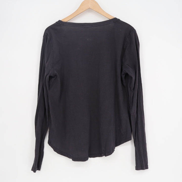 Z Supply Organic T-Shirt Womens Medium Black Cotton Long Sleeve Henley Neck