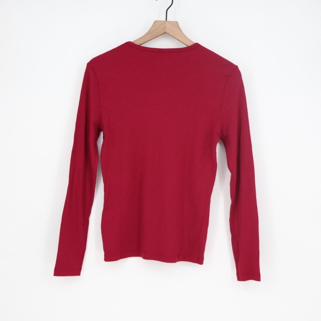 American Giant Classic Rib Long Sleeve Crew Neck T Shirt Red Size M