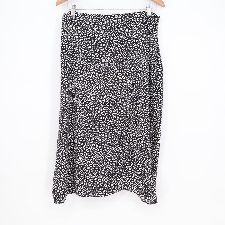 Shein Curve 0XL Black White Leopard Print Midi Skirt High Waist Plus Size