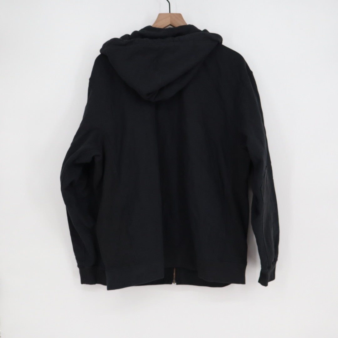 American Giant Hoodie Mens Large Black Full Zip Logo Cotton Pockets Ribbed Hem