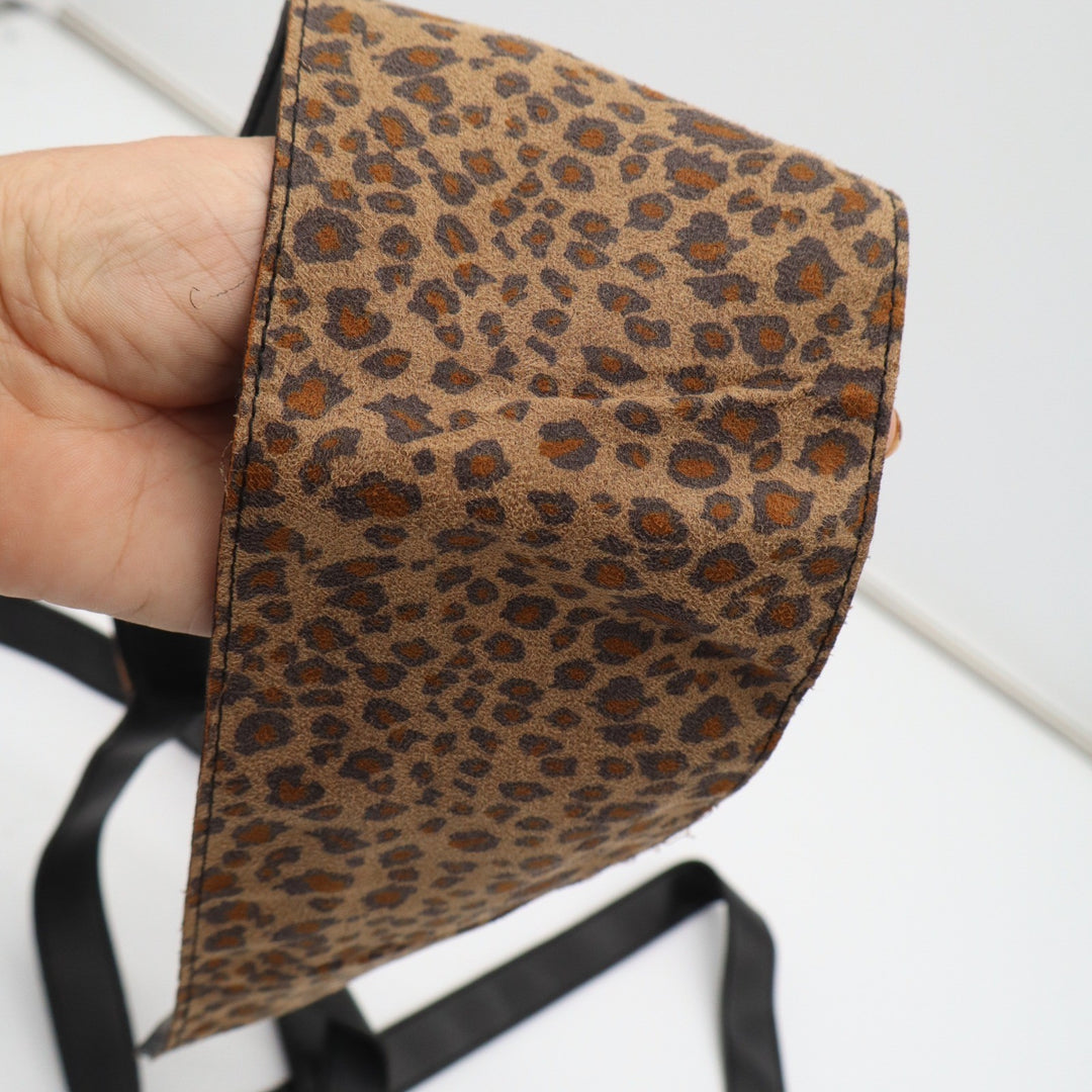 Womens Leopard Print Obi Wrap Belt Brown Black Animal Pattern Faux Leather Tie