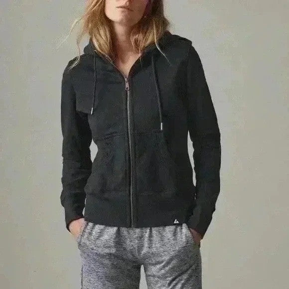American Giant Women Black Cotton Full Zip Hoodie Sweatshirt Size M
