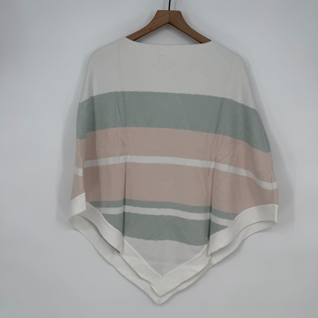 Barefoot Dreams CozyChic Ultra Lite Ocean Breeze Poncho Womens OS Multi Stripe