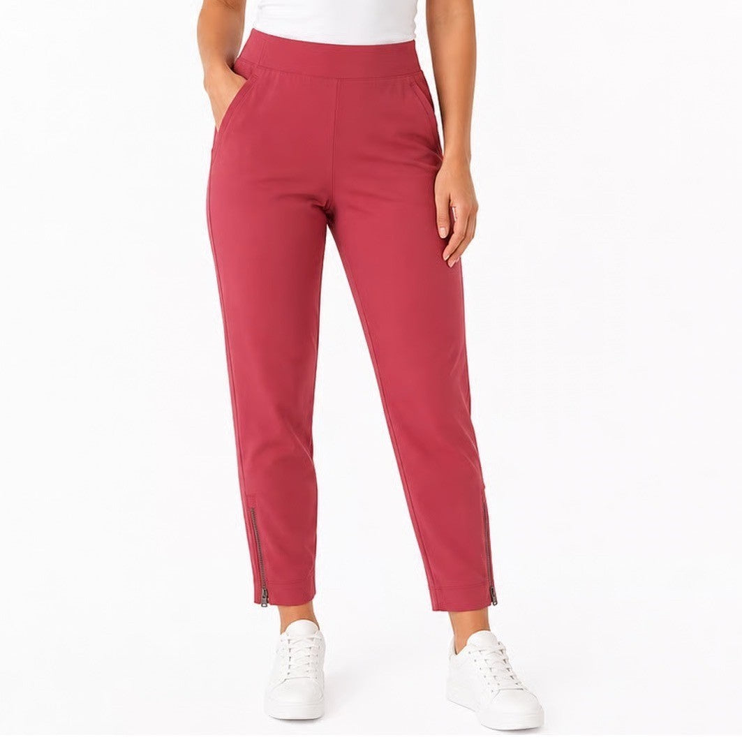 Athleta Brooklyn Ankle Pants Mauve Pink Tapered Zip Hem 8P