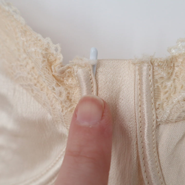 Zara Bodysuit Womens Small Cream Satin Stretch Underwire Side Zip Wide Strap