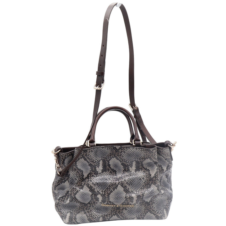 Dooney & Bourke Satchel Womens Large Snakeskin Embossed Gray Leather Excellent