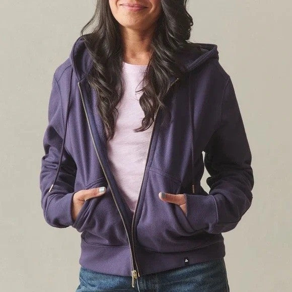 American Giant Hoodie Women Medium Purple Fleece Lined Kangaroo Pocket Full Zip