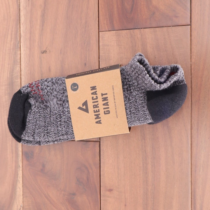 American Giant Ankle Socks Womens Large Marl Charcoal Knitted Cotton Stretch
