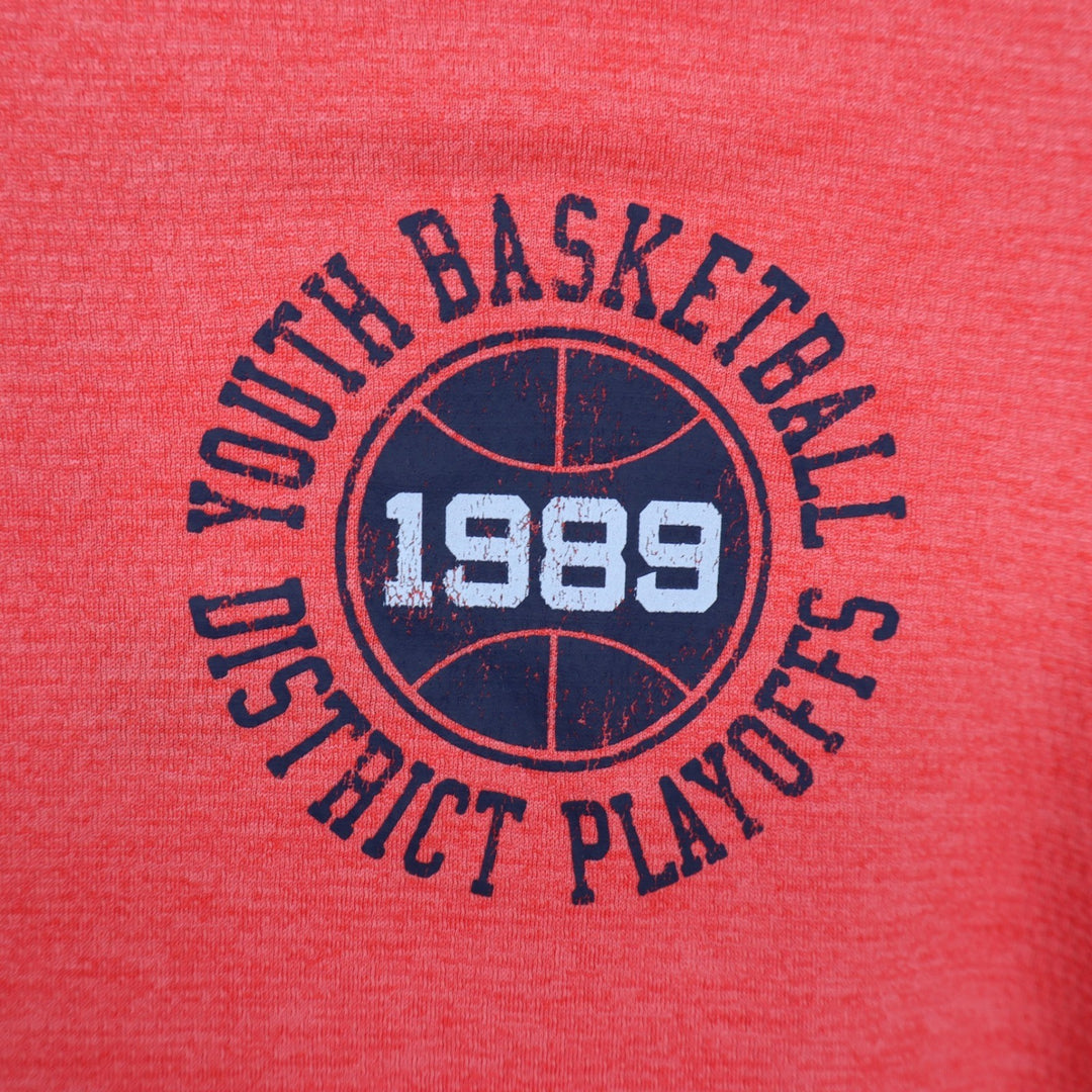DSG Boys M 10-12 Pieced Graphic Movement Tee Coral Navy Basketball 1989