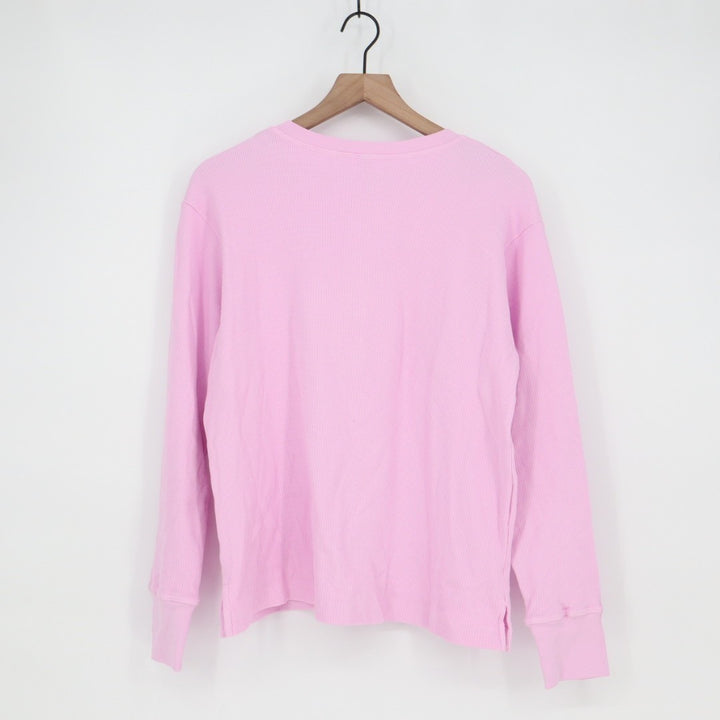 American Giant Thermal Henley T-Shirt Womens M Pink Cotton Stretch Waffle Knit