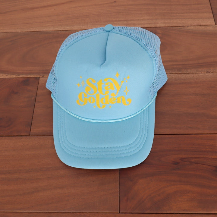 Stay Golden Trucker Hat Adult Unisex OS Blue Curved Brim Adjustable Snapback