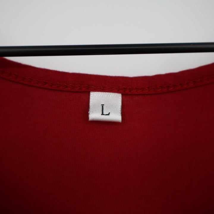Tank Top Womens Large Red Stretch Pleated Racerback Sleeveless Pullover Workout