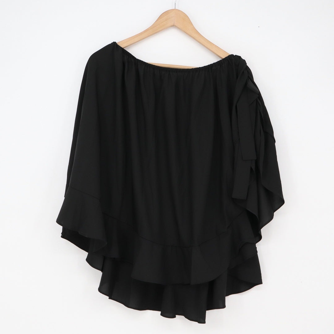 CBR Top Womens L Off-the-Shoulder Black Ruffle Tiered Hem Excellent