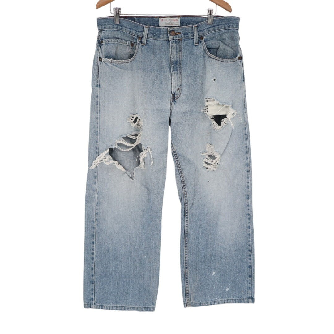 Signature by Levi Strauss Jeans Women 34x32 Blue Denim Distressed Loose Straight