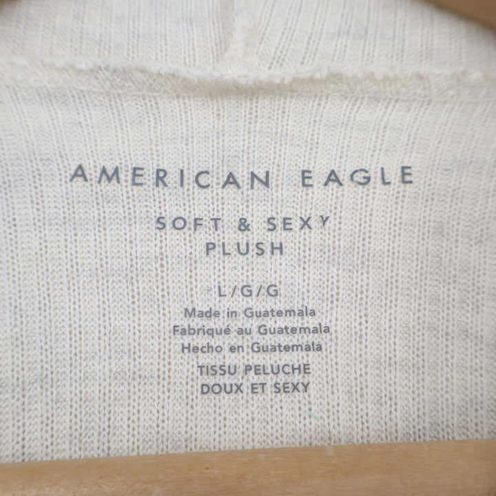 American Eagle Outfitters Soft & Sexy Plush Hoodie Womens Large White Round Hem