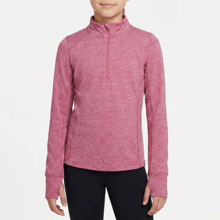 DSG Girls Rose Coffee Spacedye CWC 1/4 Zip Compression Pullover Size L 14