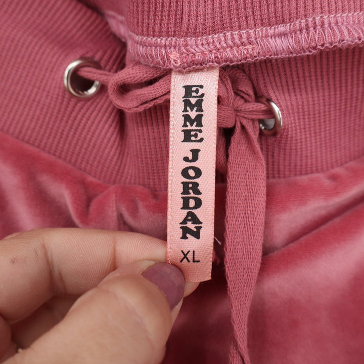 Emme Jordan Rose Pink Velour Joggers XL Velvet Lounge Sweatpants Pockets