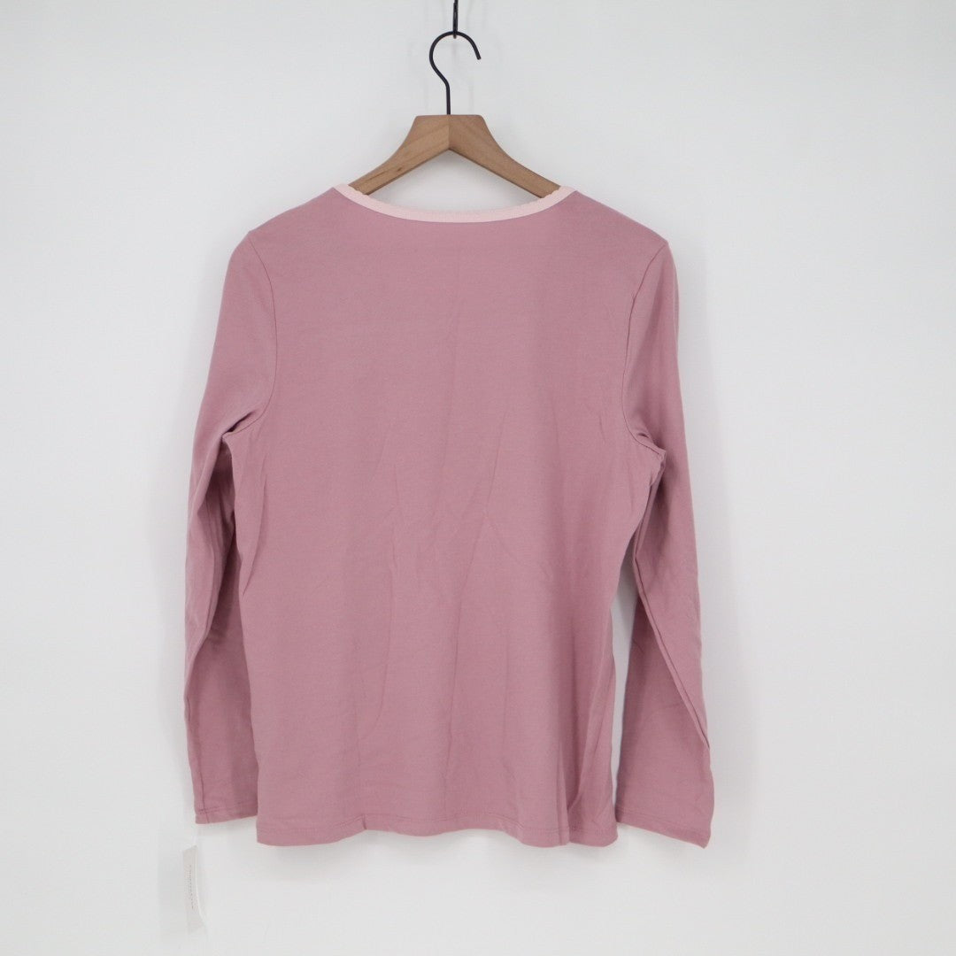 Charter Club Intimates Pajama Top Womens M Blush Cotton Long-Sleeve Crew Neck