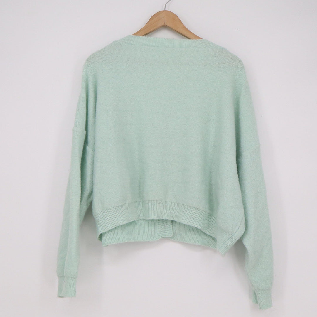 SHEIN Curve Mint Green Floral 3D Flower Button Front Cardigan Sweater 3XL