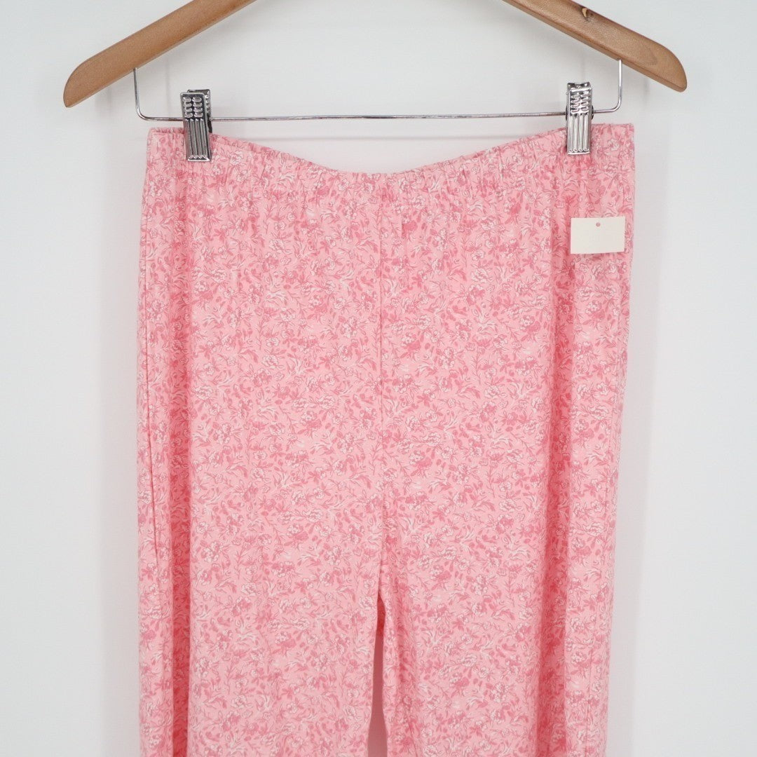 Charter Club Intimates Pajama Pants Womens Small Pink Floral Cotton Straight Leg