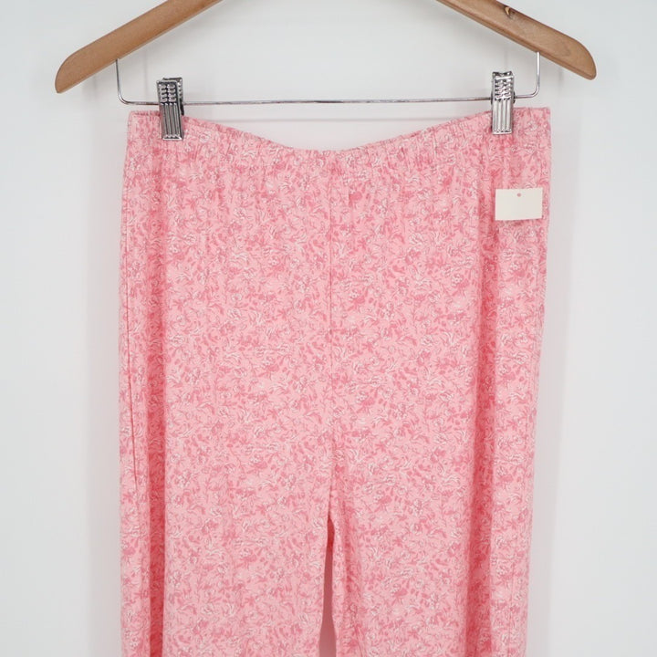 Charter Club Intimates Pajama Pants Womens Small Pink Floral Cotton Straight Leg