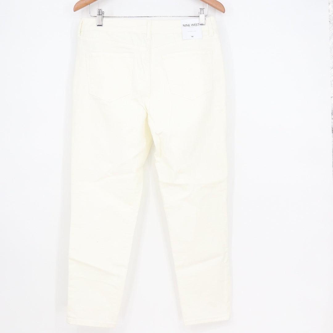 Nine West Gramercy Crop White Jeans Womens 10 High Rise Stretch Denim