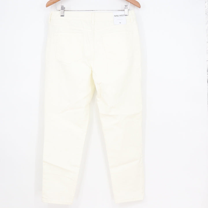 Nine West Gramercy Crop White Jeans Womens 10 High Rise Stretch Denim