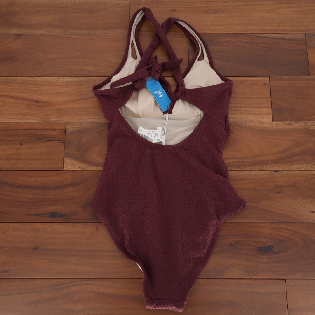 Cupshe Plum Plunging Tummy Control One Piece Swimsuit Womens M Purple Stretch