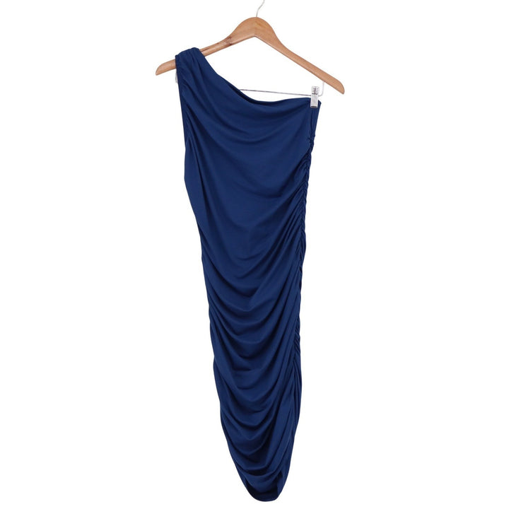 Sofia Jeans by Sofia Vergara One Shoulder Ruched Midi Dress Navy Peony L