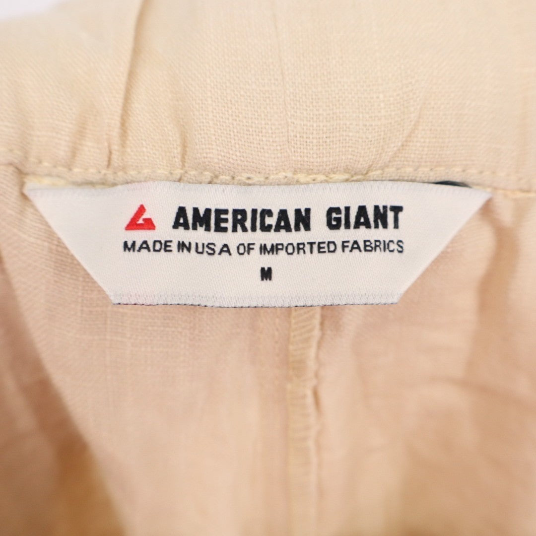 American Giant Pants Womens Medium Beige Linen Wide Leg Made In USA