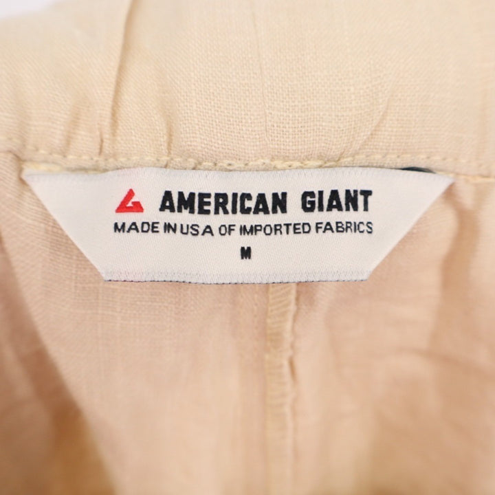 American Giant Pants Womens Medium Beige Linen Wide Leg Made In USA