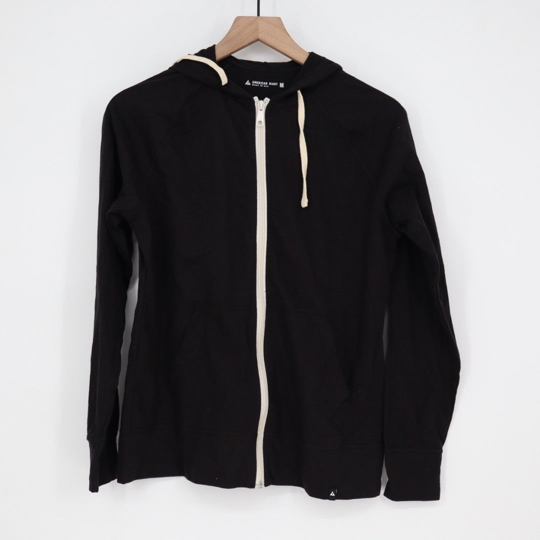 American Giant Black Full Zip Hoodie Sweatshirt Hooded Jacket Made in USA Size M