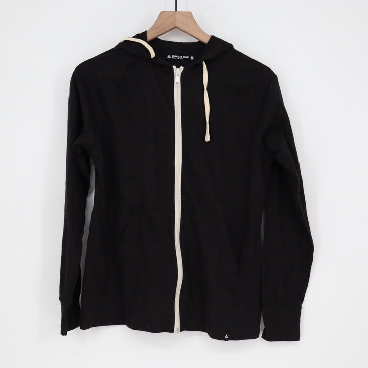 American Giant Black Full Zip Hoodie Sweatshirt Hooded Jacket Made in USA Size M