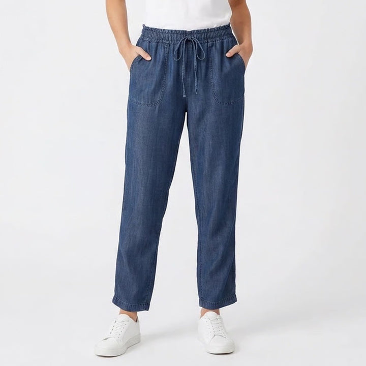 Splendid Blue Lyocell Chambray Paperbag Waist Jogger Pants Womens Small