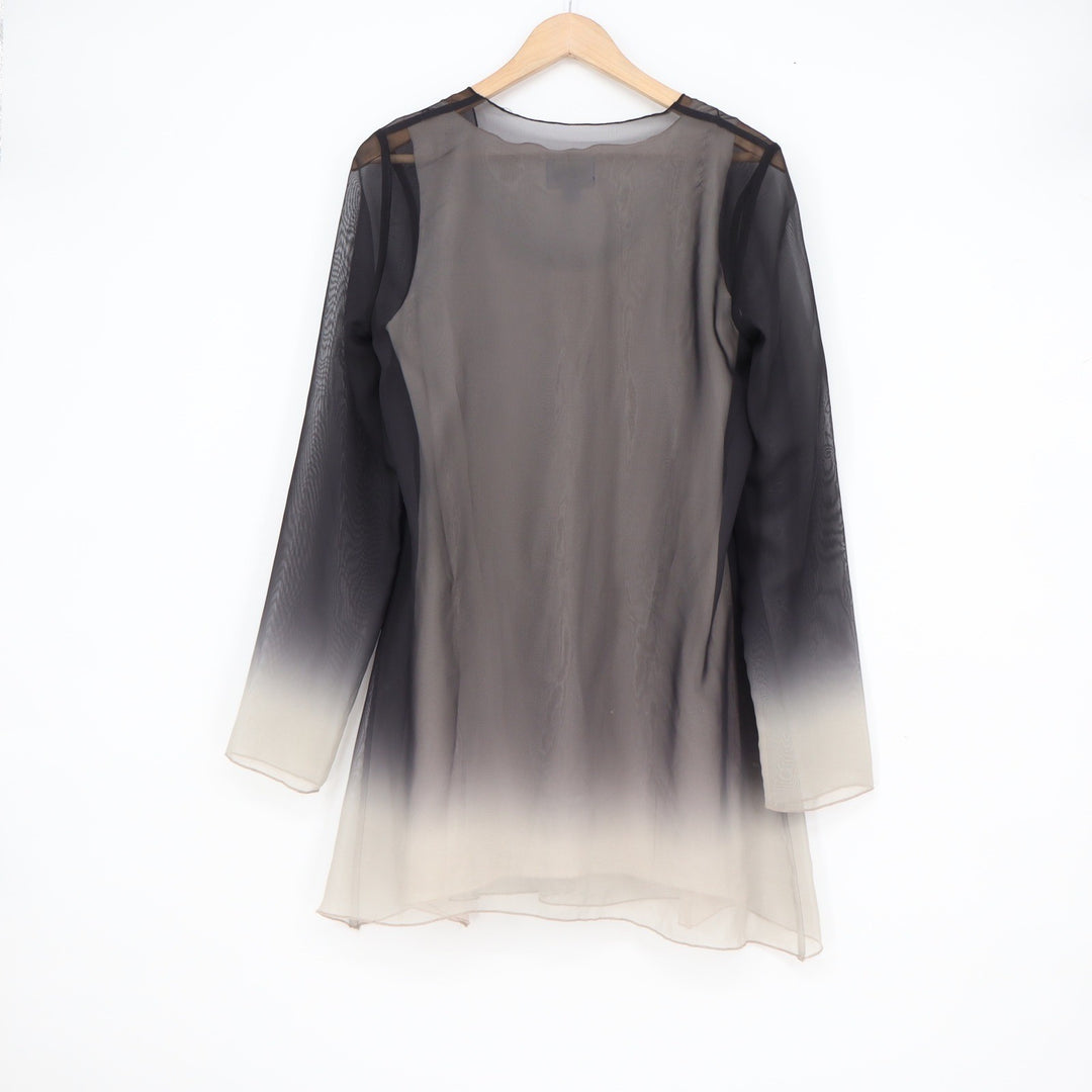 Simply Vera Vera Wang Black Cream Ombre Sheer Long Sleeve Blouse Tank Set Small