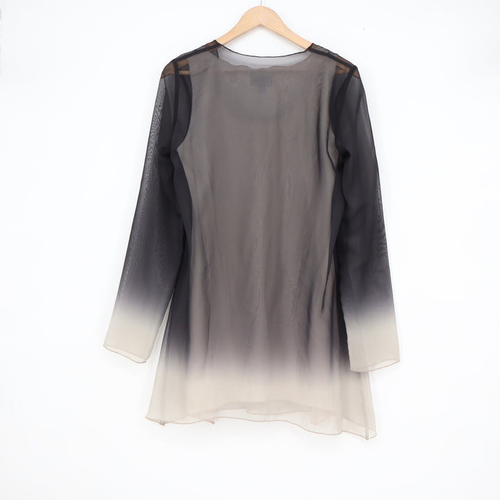 Simply Vera Vera Wang Black Cream Ombre Sheer Long Sleeve Blouse Tank Set Small