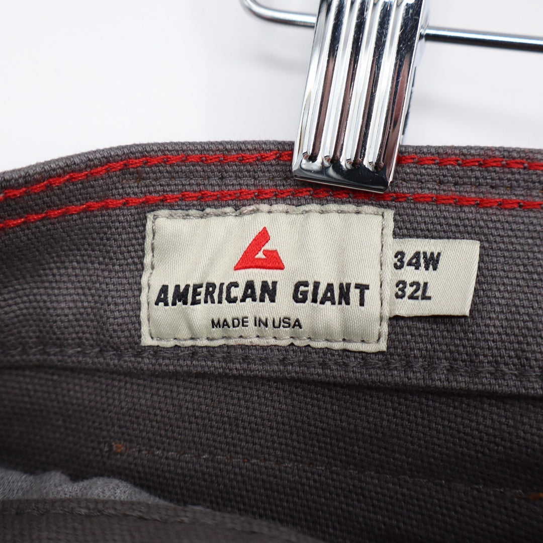 American Giant Roughneck Pants Men 34x32 Gray Cotton Stretch 5-Pockets Straight