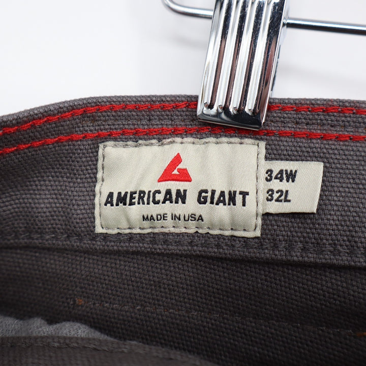 American Giant Roughneck Pants Men 34x32 Gray Cotton Stretch 5-Pockets Straight