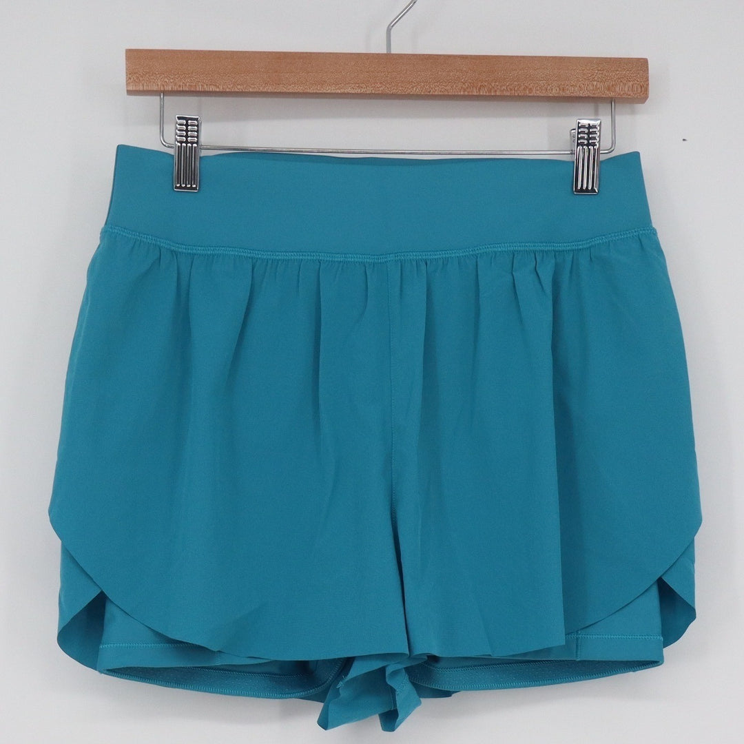Athleta Crossover Run Shorts Teal Blue Built-in Liner Women's Size M