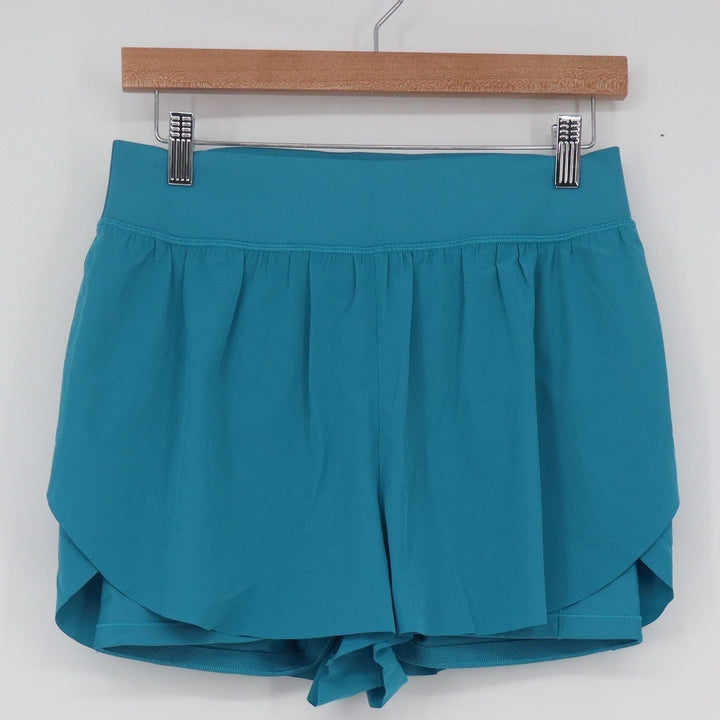 Athleta Crossover Run Shorts Teal Blue Built-in Liner Women's Size M