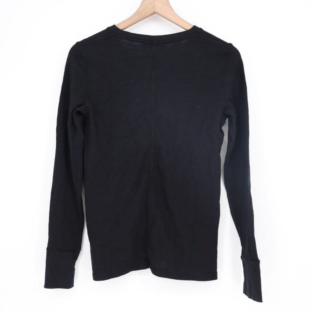 American Giant Black Long Sleeve V Neck T Shirt Made in USA Size XS