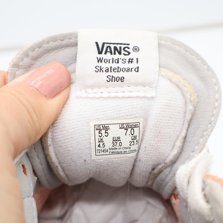 Vans Sk8-Hi Leather High Top Sneakers Peach Pink Womens 7
