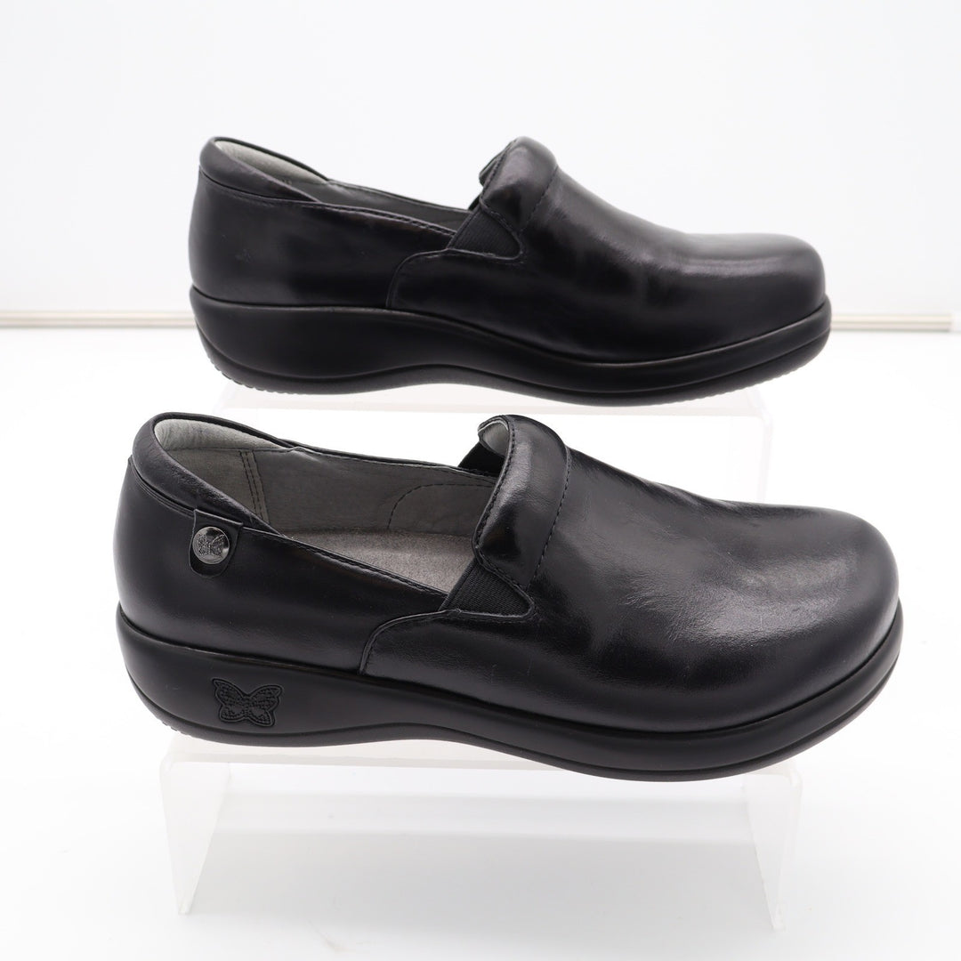 Alegria Keli Pro Black Leather Slip Resistant Clogs Shoes Womens 38
