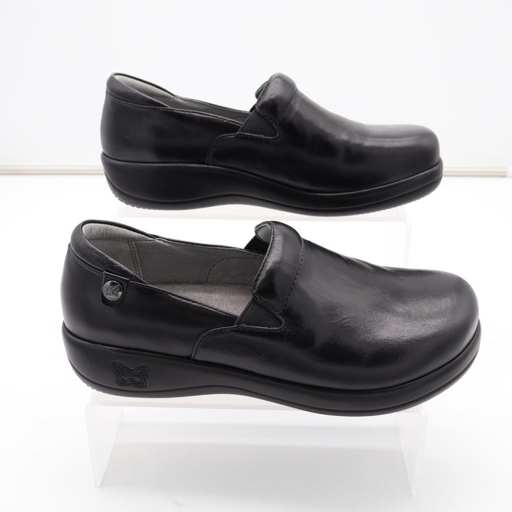 Alegria Keli Pro Black Leather Slip Resistant Clogs Shoes Womens 38