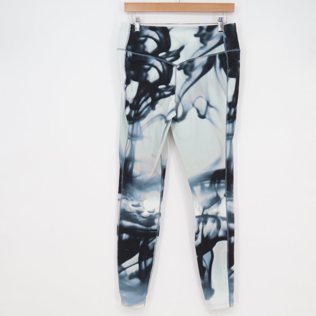 Nike Dri-FIT Women L Blue Black Abstract Smoke Ink Print Leggings