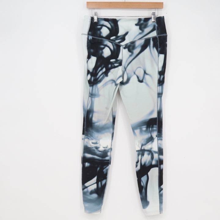 Nike Dri-FIT Women L Blue Black Abstract Smoke Ink Print Leggings