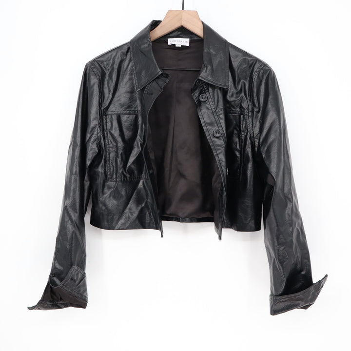 Lucyparis Cropped Jackets Womens Medium Core Black Spread Collar Long Sleeve