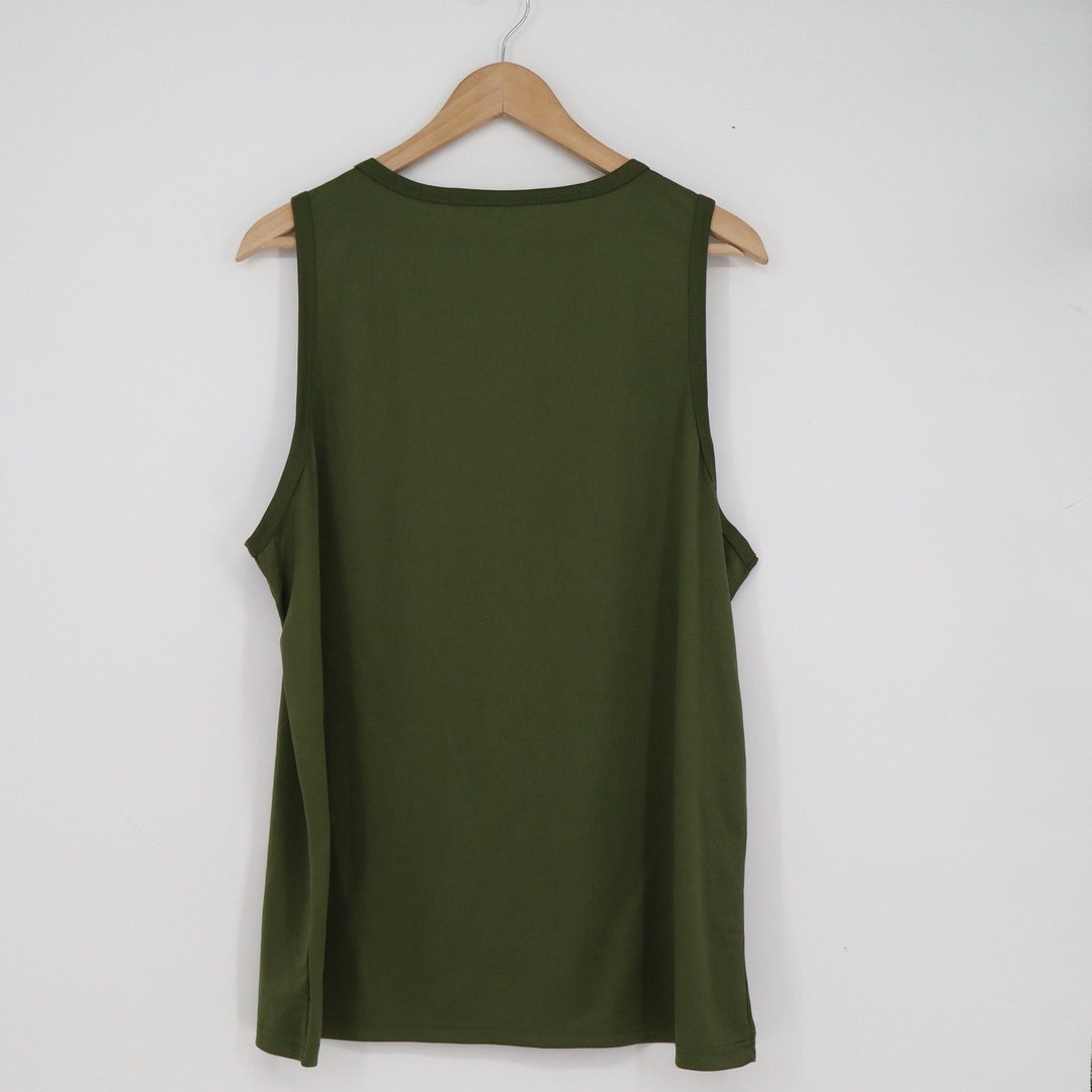 Mens Olive Green Performance Athletic Tank Top Sleeveless Shirt Size L